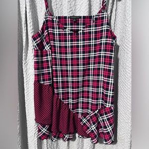 Lane Bryant Red Plaid and Checkered Cami with Stud Details Size 18